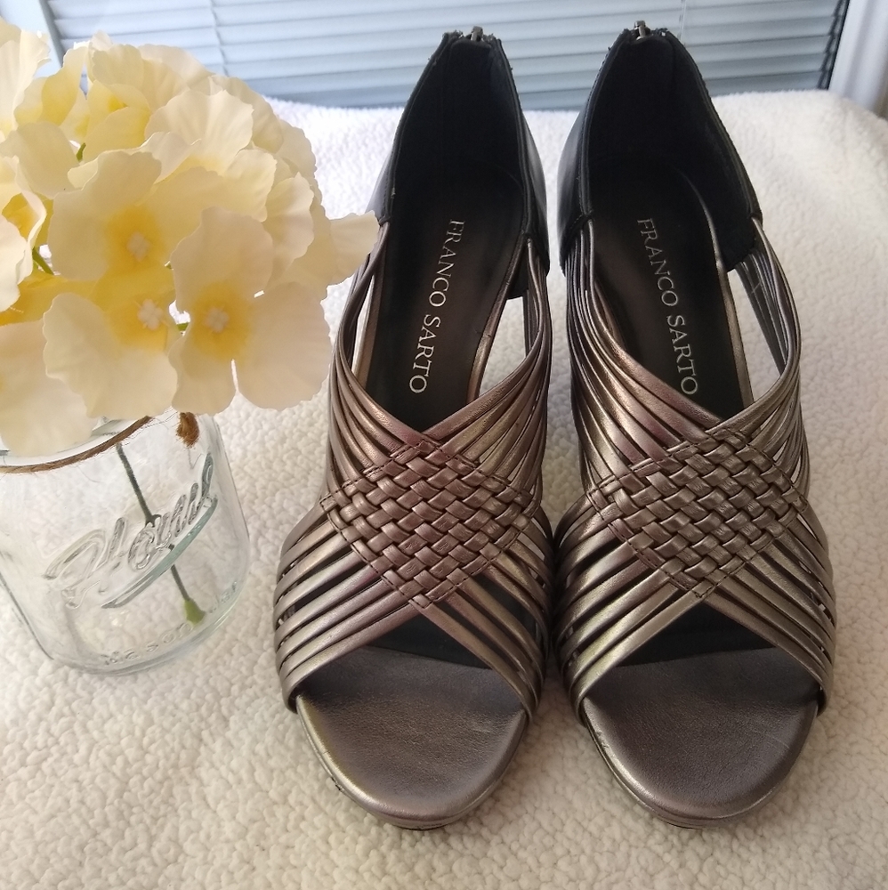 Franco Sarto bronze metallic heeled sandals